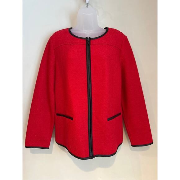 Chico's‎ women's wool blend red jacket size 2 Large XL zip up blazer - Picture 1 of 7
